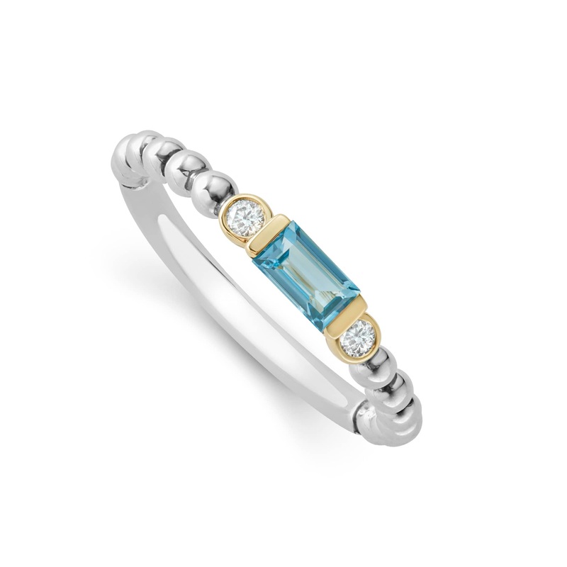 Rittenhouse Swiss Blue Topaz Stacking Ring with Diamonds