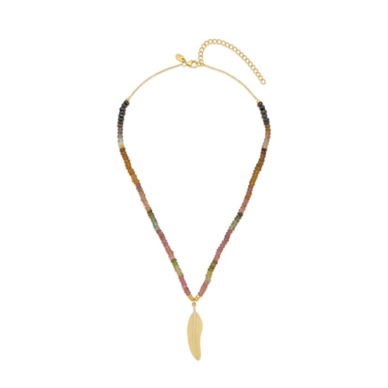 Tourmaline Feather Necklace