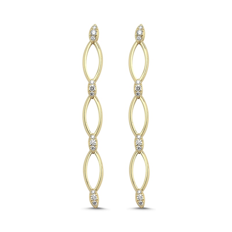 Triple Grain Earrings with Diamonds