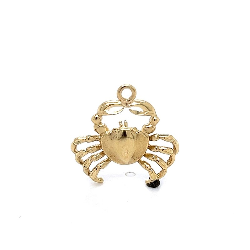 Yellow 14 Karat Large Crab Charm Estate Jewelry with