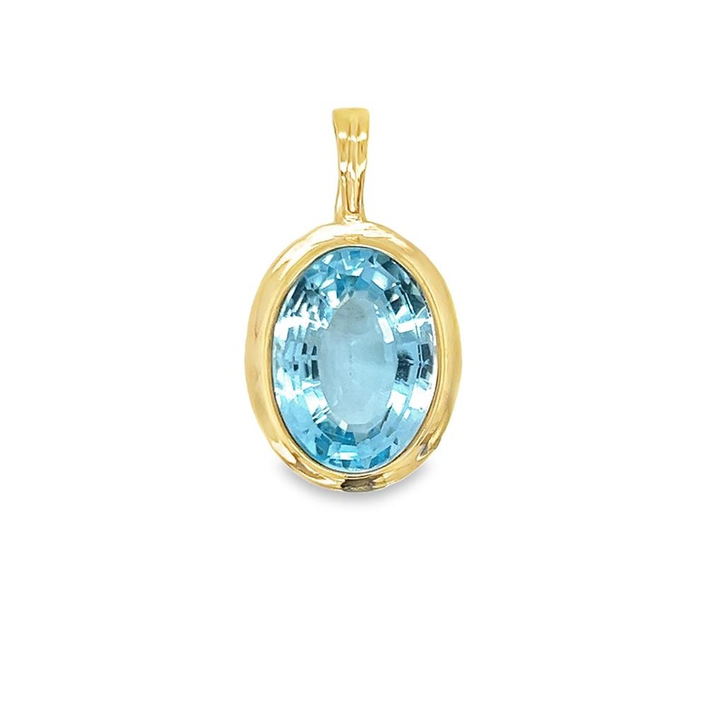 Yellow 14 Karat Swiss Blue Topaz with Enhancer Estate Jewelry with 1 Oval Blue Topaz