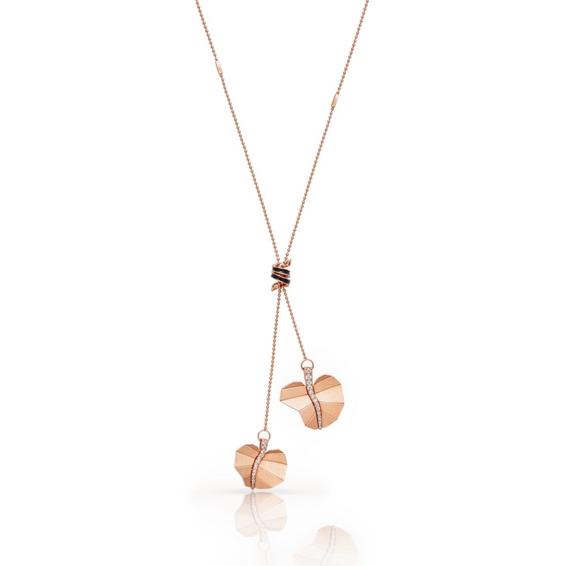 Double Round Busia Leaf Necklace – Rose Gold