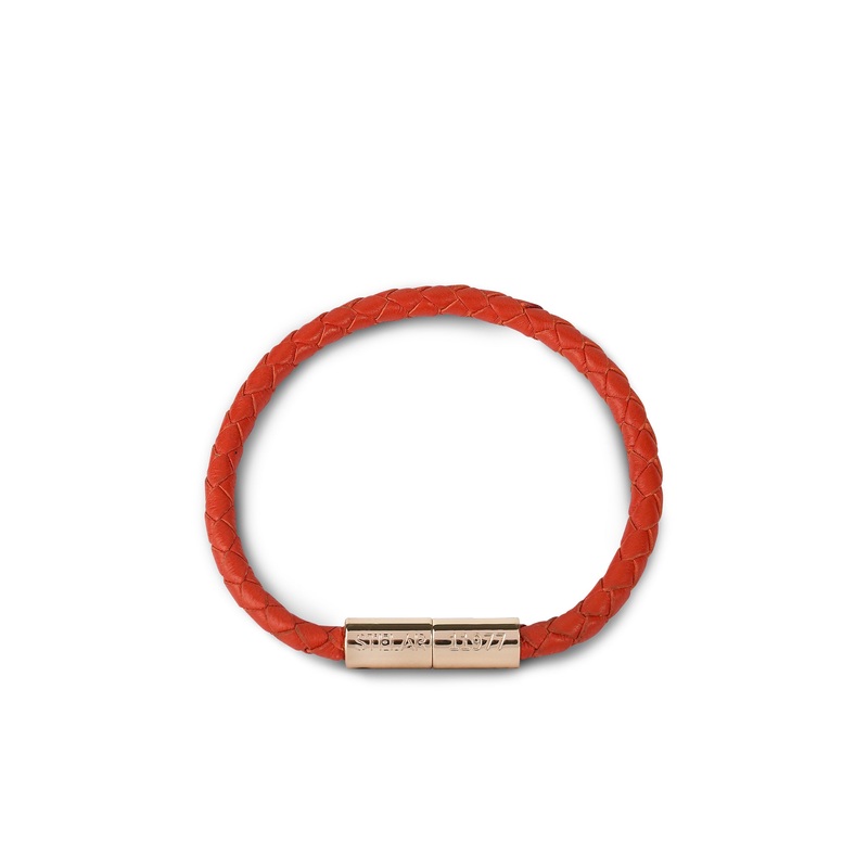 Teman Slim Woven Leather Bracelet – Hot Coral