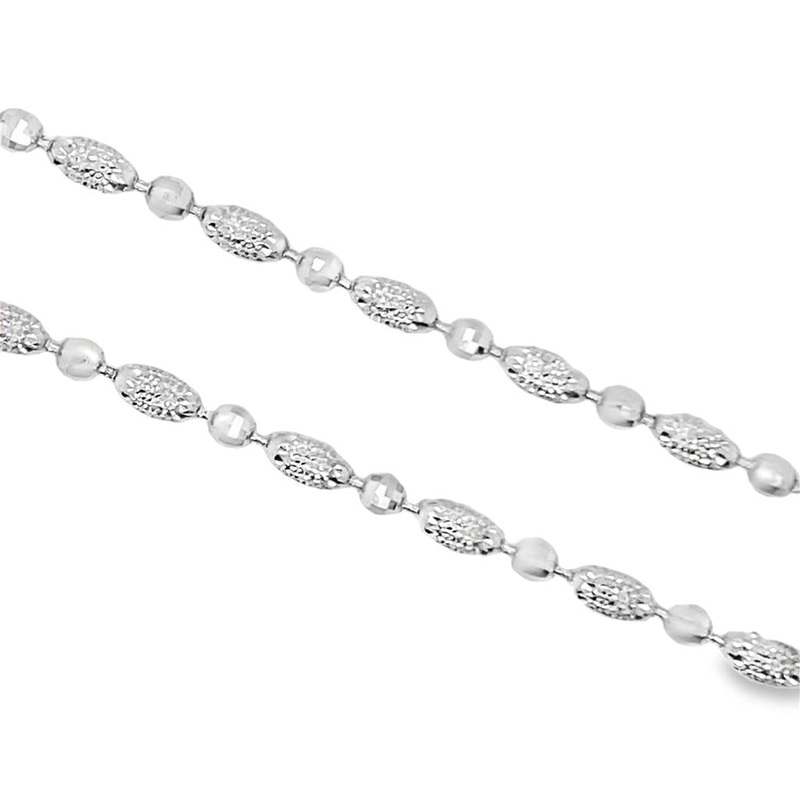 White 14 Karat Beaded Chain Estate Jewelry