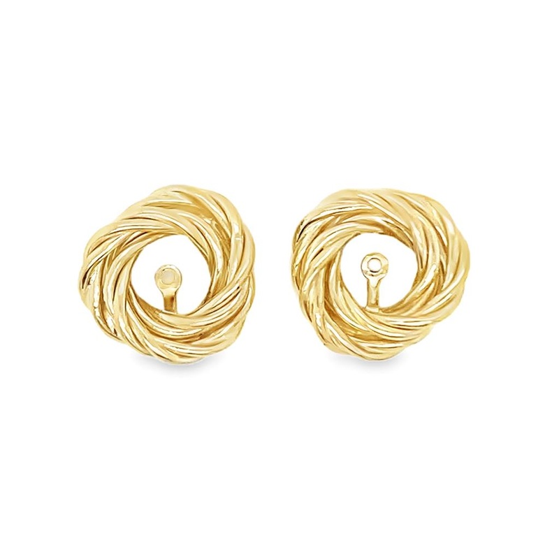 Yellow 14 Karat 15mm Rope Earring Jackets Estate Jewelry Gram Weight: