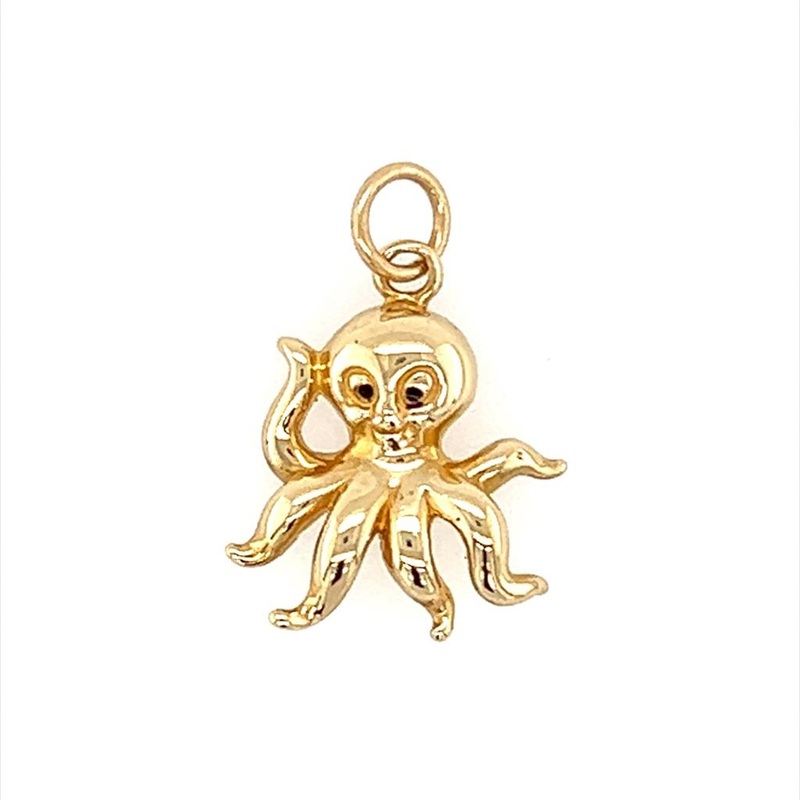 Yellow 14 Karat Octopus Charm Estate Jewelry with