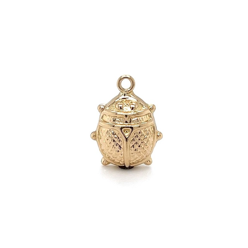 Yellow 14 Karat Scarab Charm Estate Jewelry with