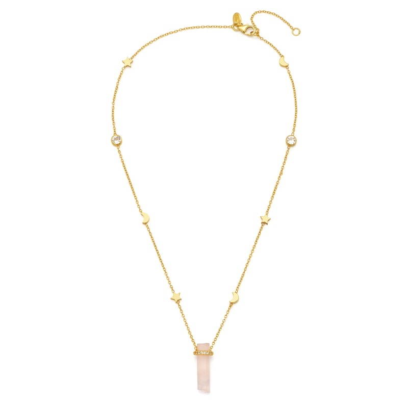 Gold Cupid Rose Quartz Necklace
