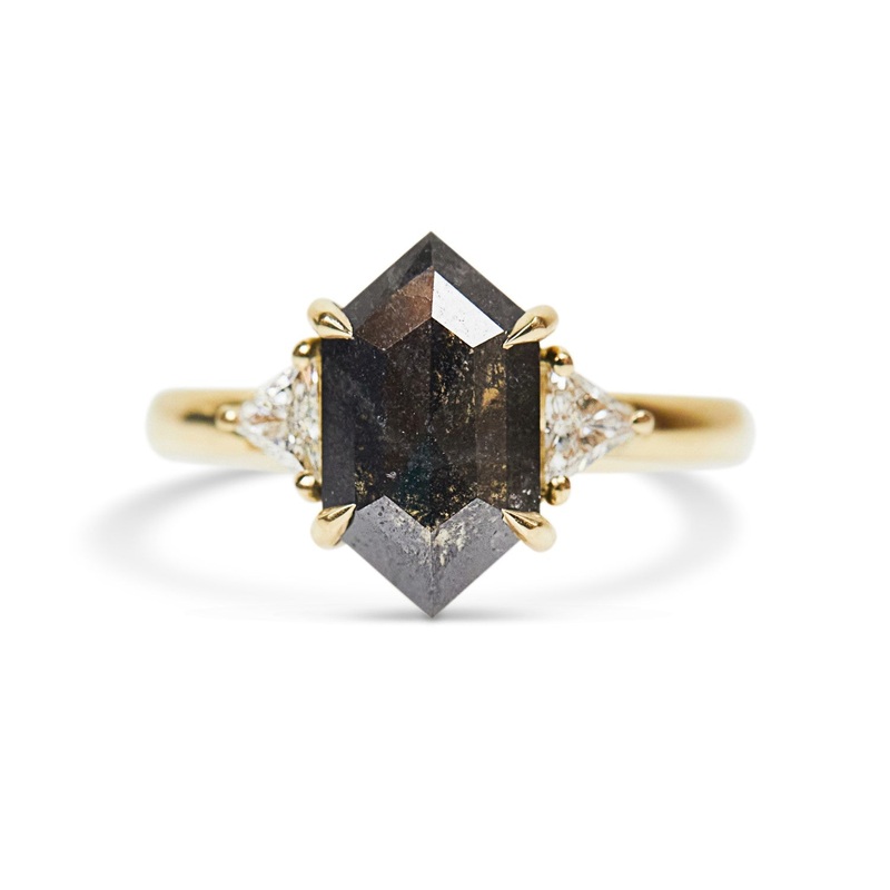 Hexagon Black Diamond Freya Ring