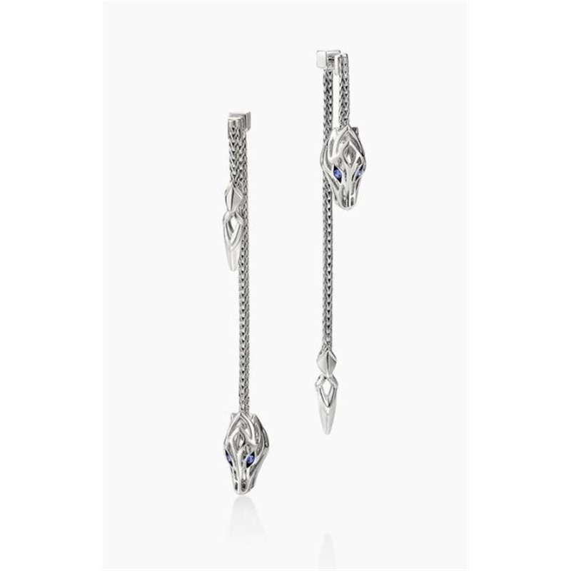 John Hardy Naga Drop Earrings With Blue Sapphire Eyes
