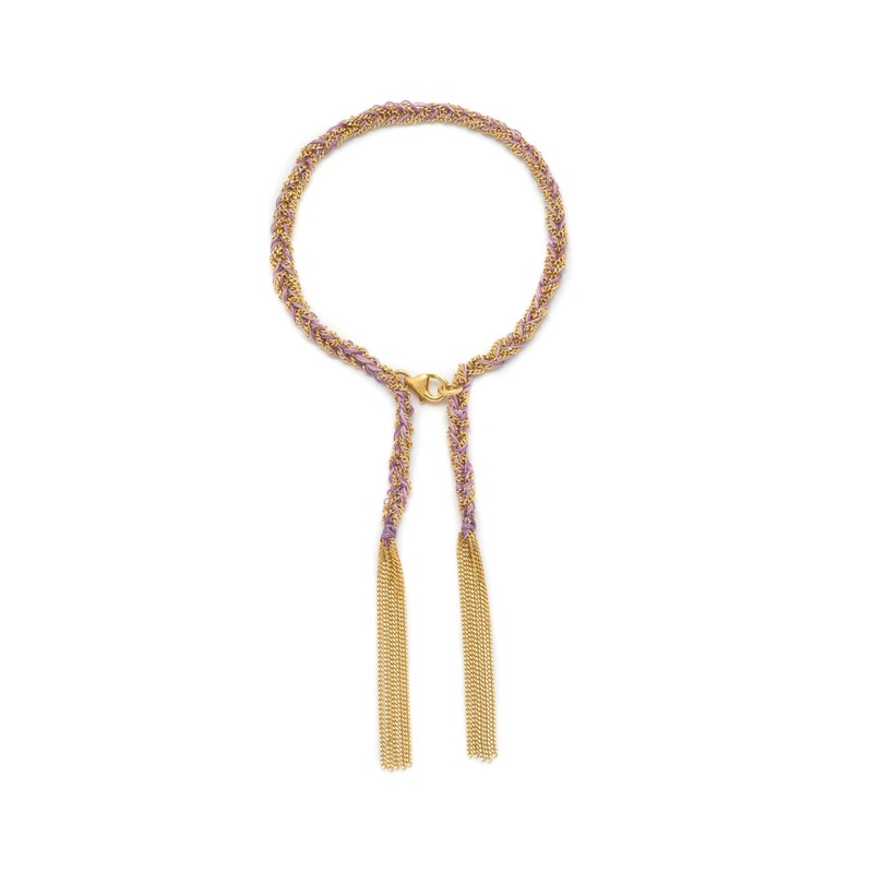 Panama Tassel Bracelet Gold and Purple