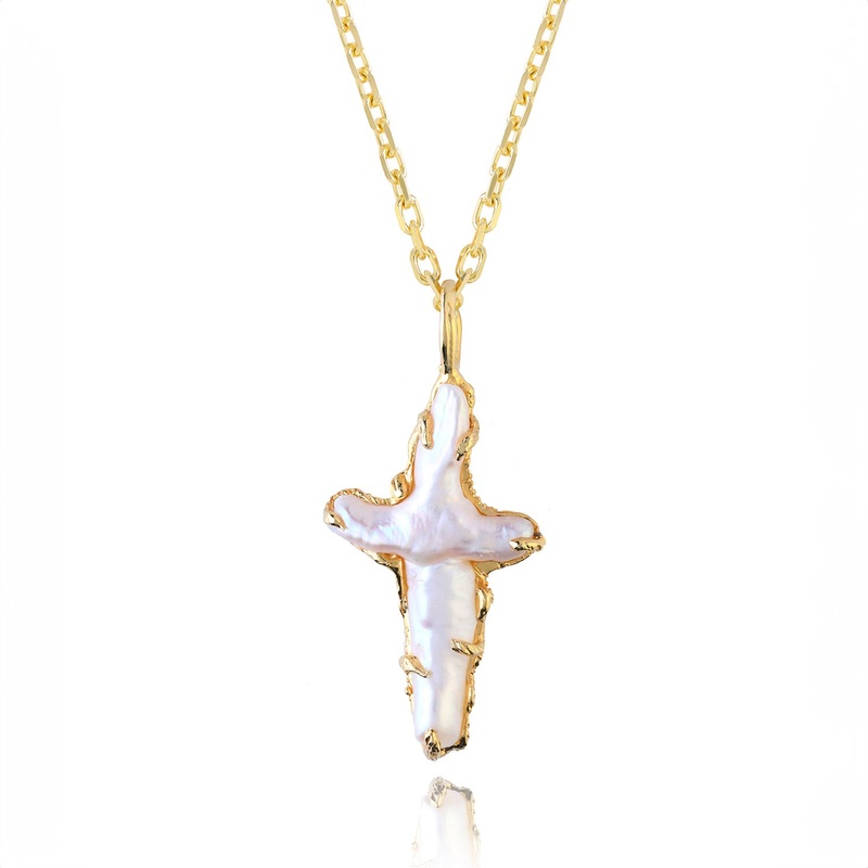The Tethys Baroque Pearl Cross Necklace