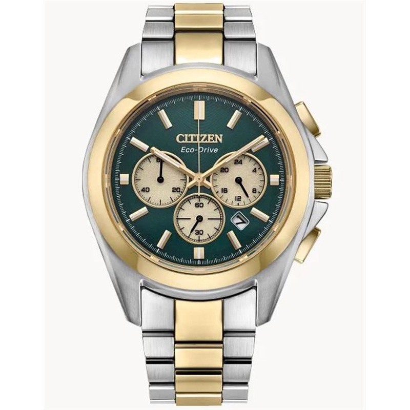 Two-Tone Stainlesssteel Men’s Watch with a Green Dial, “Sport Luxury”