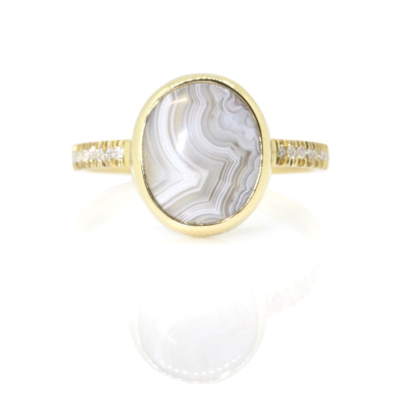 White Lace Agate Ring