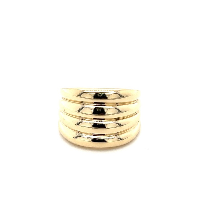 Yellow 10 Karat Wide Gold Band Estate Jewelry with