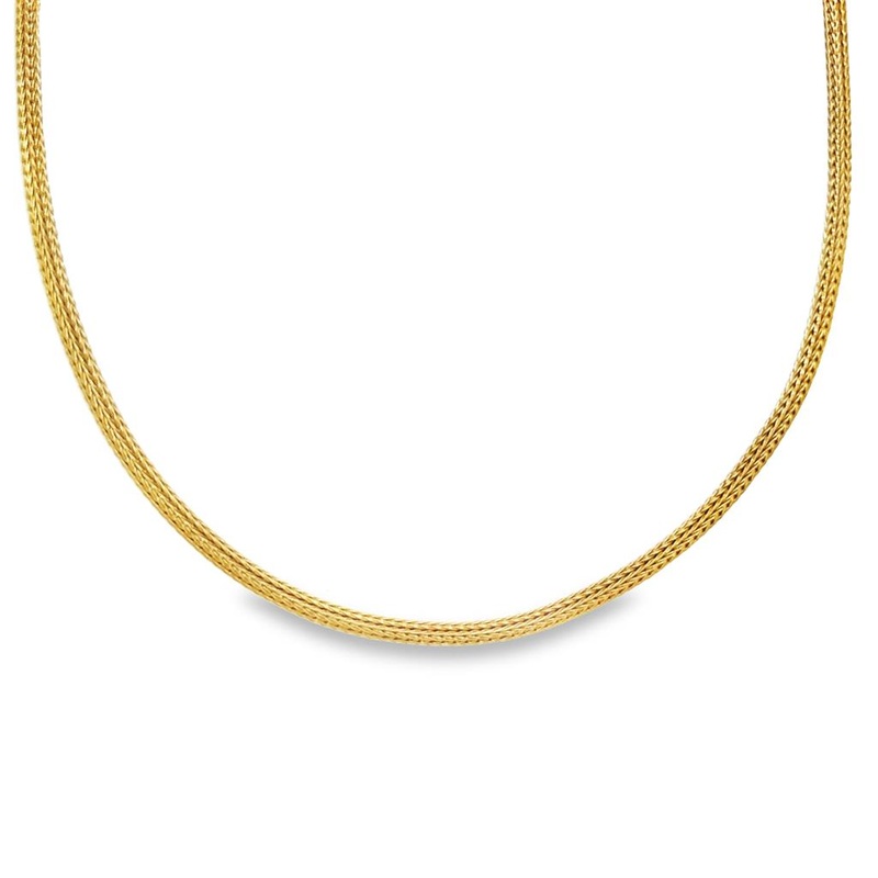 Yellow 14 Karat 2mm Michael Anthony Woven Chain Estate Jewelry with