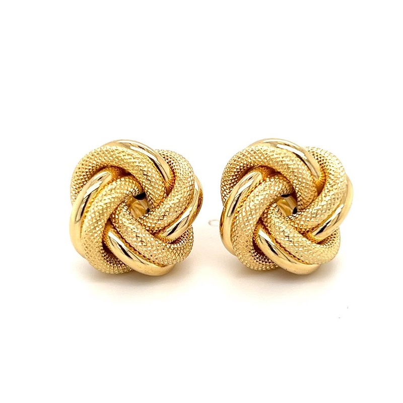 Yellow 18 Karat Large Love Knot Stud Earrings Estate Jewelry with