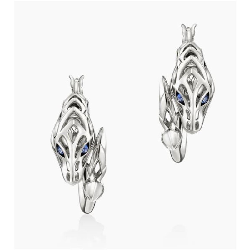 John Hardy Naga Hoop Earrings With Blue Sapphire Eyes