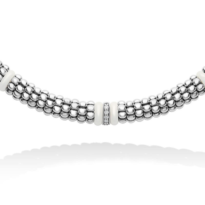 White Caviar White Single Station Diamond Caviar Necklace