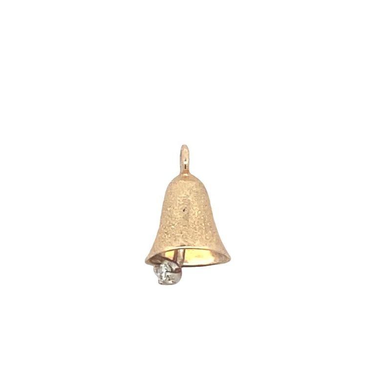 Yellow 14 Karat Bell Charm w/diamond Estate Jewelry with