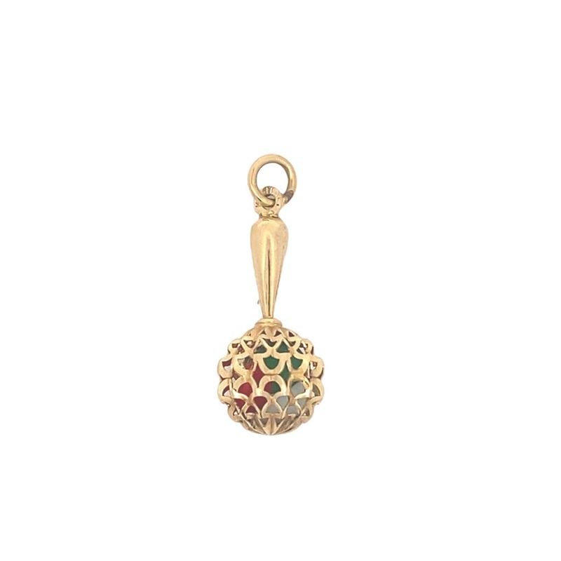 Yellow 14 Karat Maracha charm Estate Jewelry with