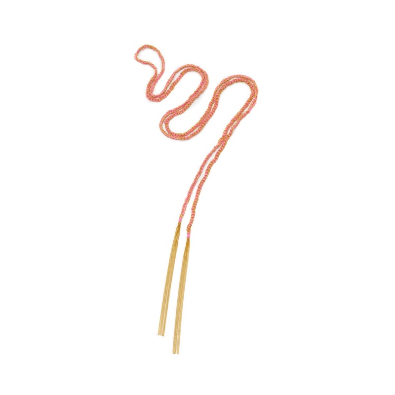 Panama Tassel Necklace Rose Gold and Pink