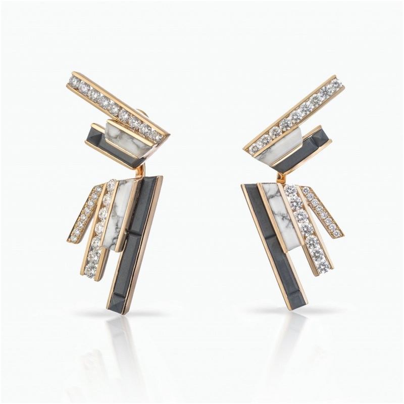 Stellar Dusk Stud Earrings with Ear Jackets