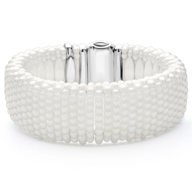 White Caviar White Statement Ceramic Caviar Bracelet | 23mm