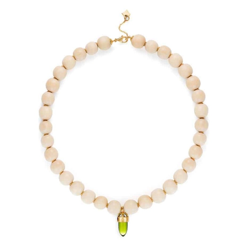 Wooden Bead Necklace – Green Amethyst Quartz