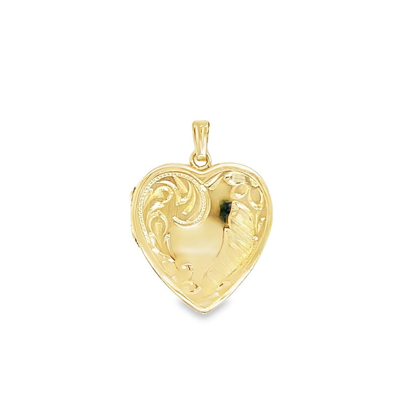 Yellow 14 Karat Engraved 27.15X20.15mm Engraved Heart Locket Estate Je