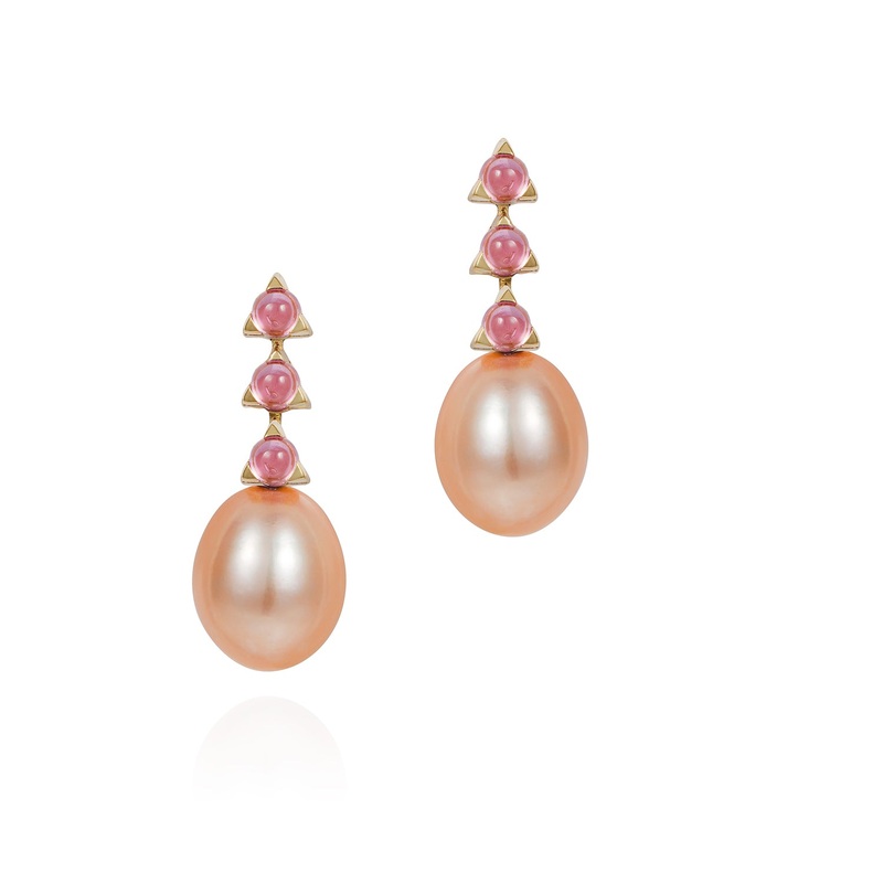 3 Stone Baroque Pearl Earrings