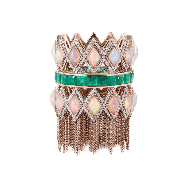 Trinity Ring in Rose Gold with Emerald