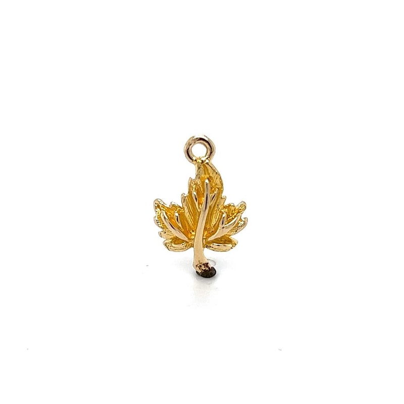 Yellow 14 Karat Maple Leaf Charm Estate Jewelry with