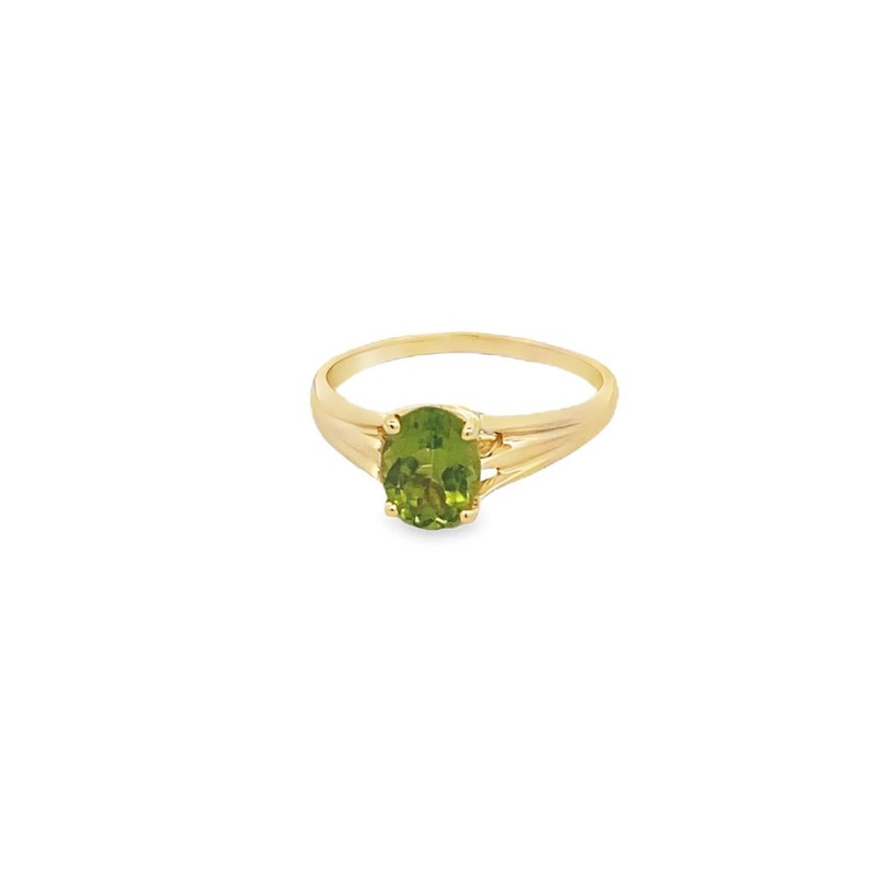 Yellow 14 Karat Peridot Ring Estate Jewelry with 1 Oval Peridot