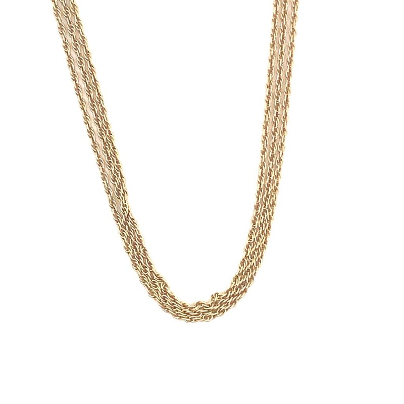 Estate 14 Karat Yellow Gold Triple Strand Rope Chain