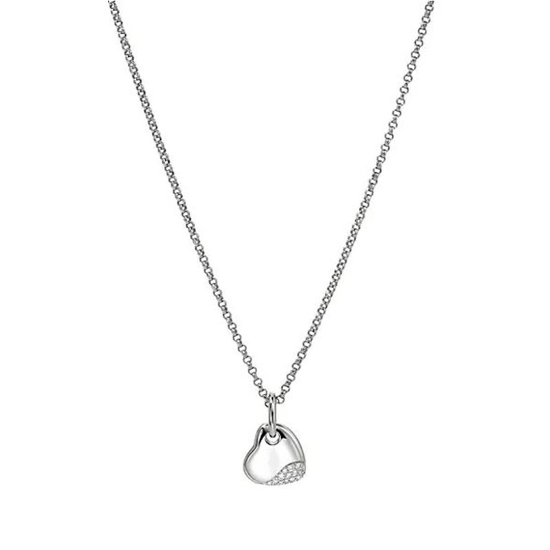 John Hardy Pebble Diamond Pave Heart Adjustable Rolo Chain Necklace