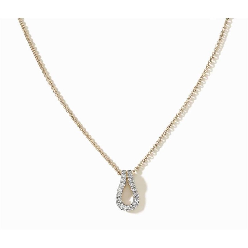 John Hardy Surf 14KY Diamond Pave Link Pendant on Rolo Chain