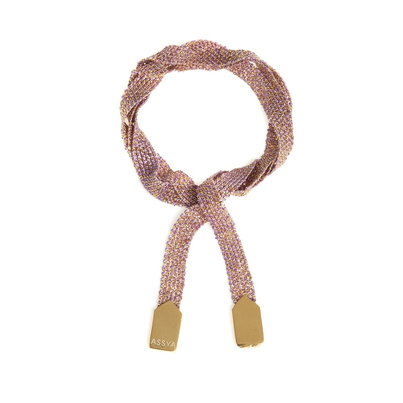 Weaved Wrap Bracelet Gold and Lilac