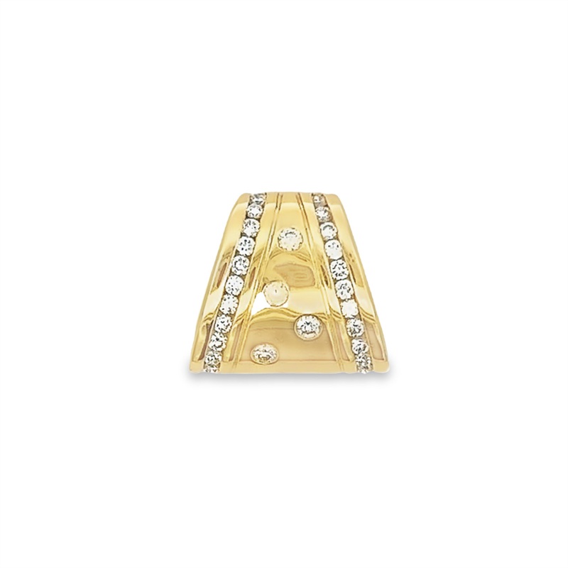 Yellow 14 Karat Channel Diamond Slide Estate Jewelry with 26 Round Diamonds