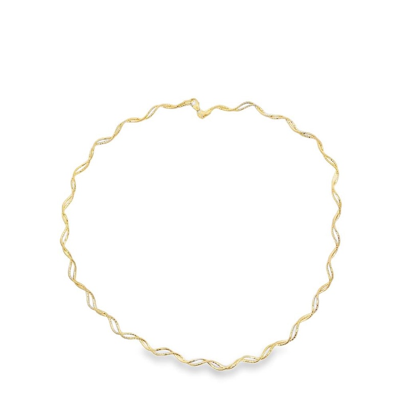 Yellow 14 Karat Double Twisted Flex Snake Chain Necklace Estate Jewelry with