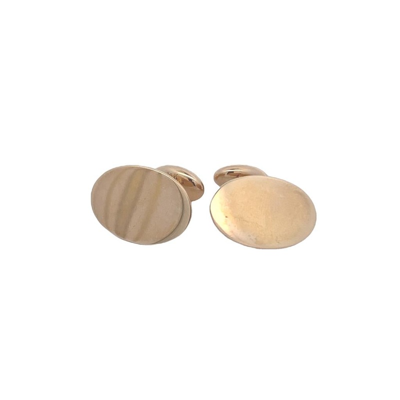 Yellow 14 Karat Oval Cufflinks Estate Jewelry with