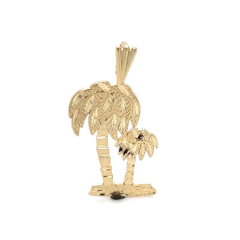 Yellow 14 Karat Palm Tree Charm Estate Jewelry with