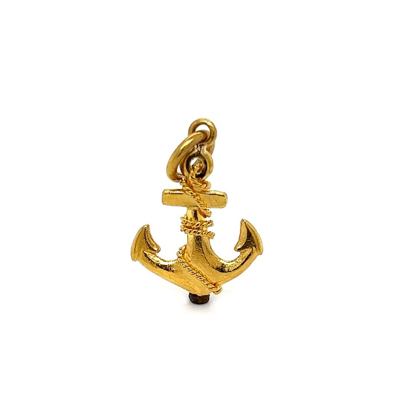 Yellow 24 Karat Anchor Gold Charm Estate Jewelry with