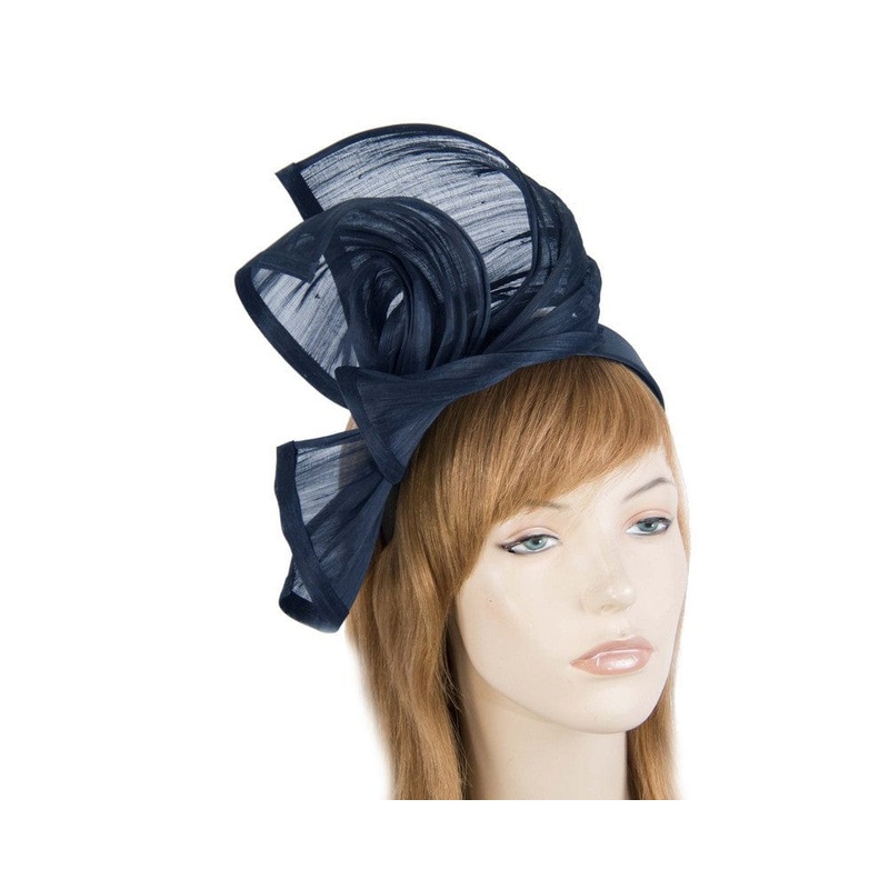 Bespoke navy silk abaca racing fascinator by Fillies Collection