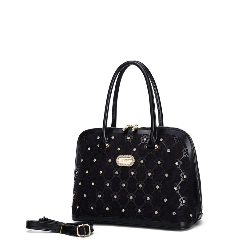 BI Wildflower Blossom Handmade Medium Canvas Satchel in Ivory, Red, Black, or Brown