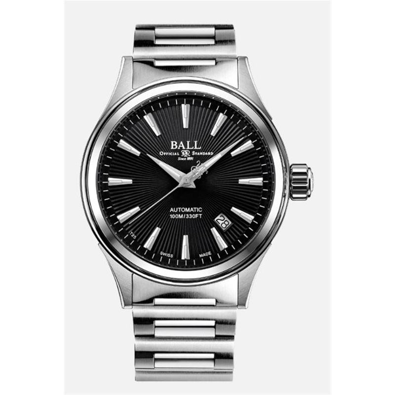 Fireman Auto Watch with Black Sunburst Pattern Dial