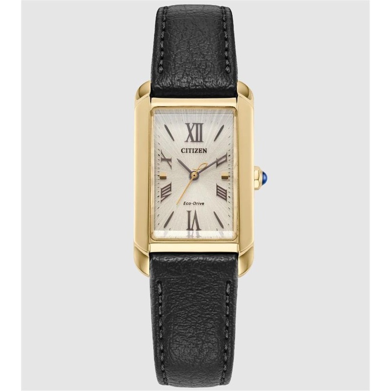 Gold Stainlesssteel Ladies L Bianca Watch Strap/Brac.: Dark Gray Leath