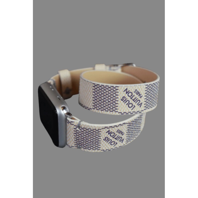 Handmade Apple Watch Band Re-Purposed Double Turn Azur Monogram for Series 1-10