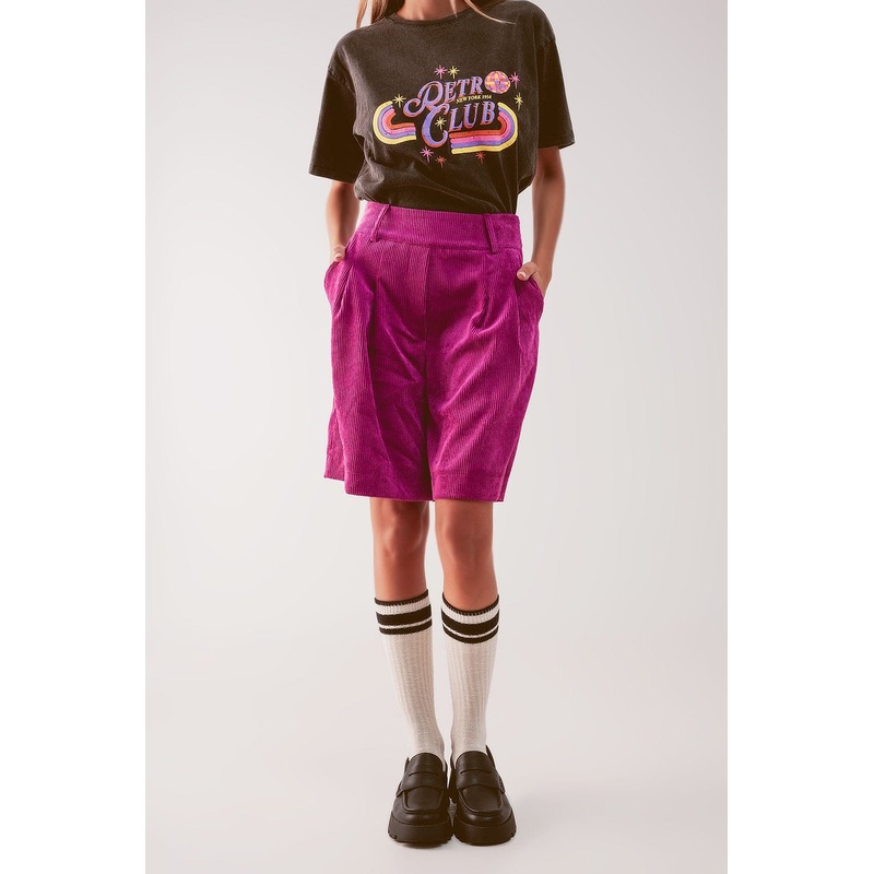 Longline Short In Fuchsia Cord