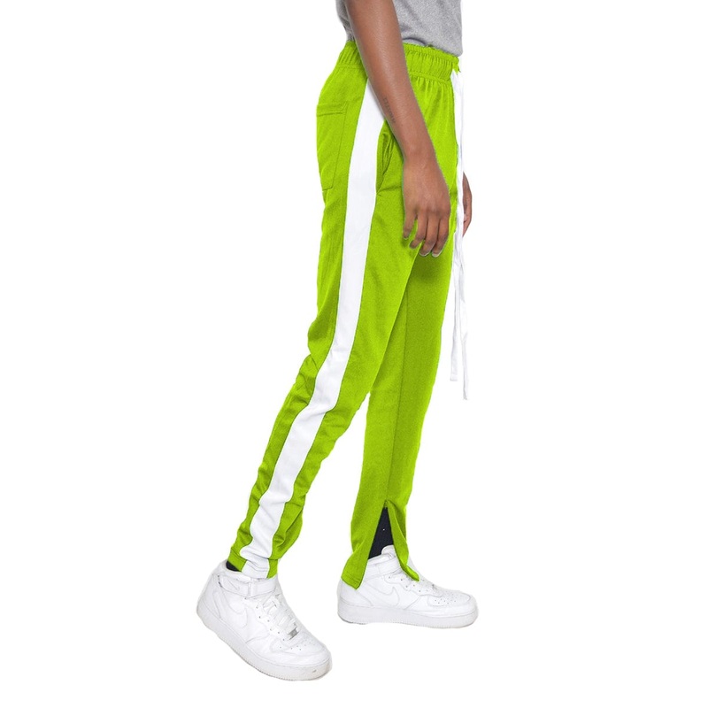 Single Stripe Track Pant in Lime Green & White